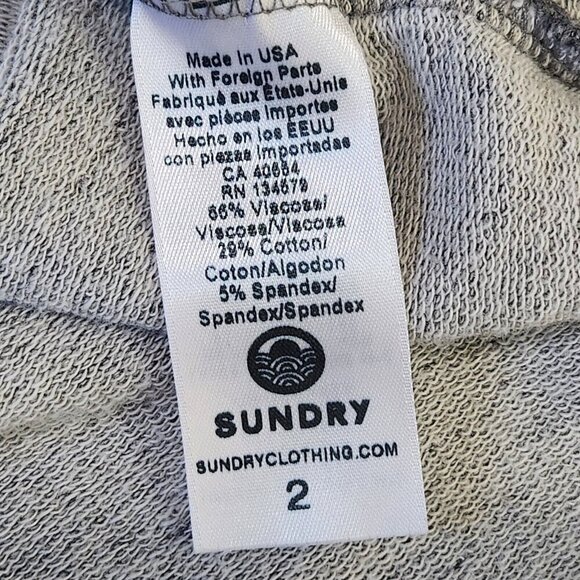 Sundry Pullover Diagonal‎ Stripe Hoodie Womens M (2) Gray French Terry Comfort - Picture 9 of 10